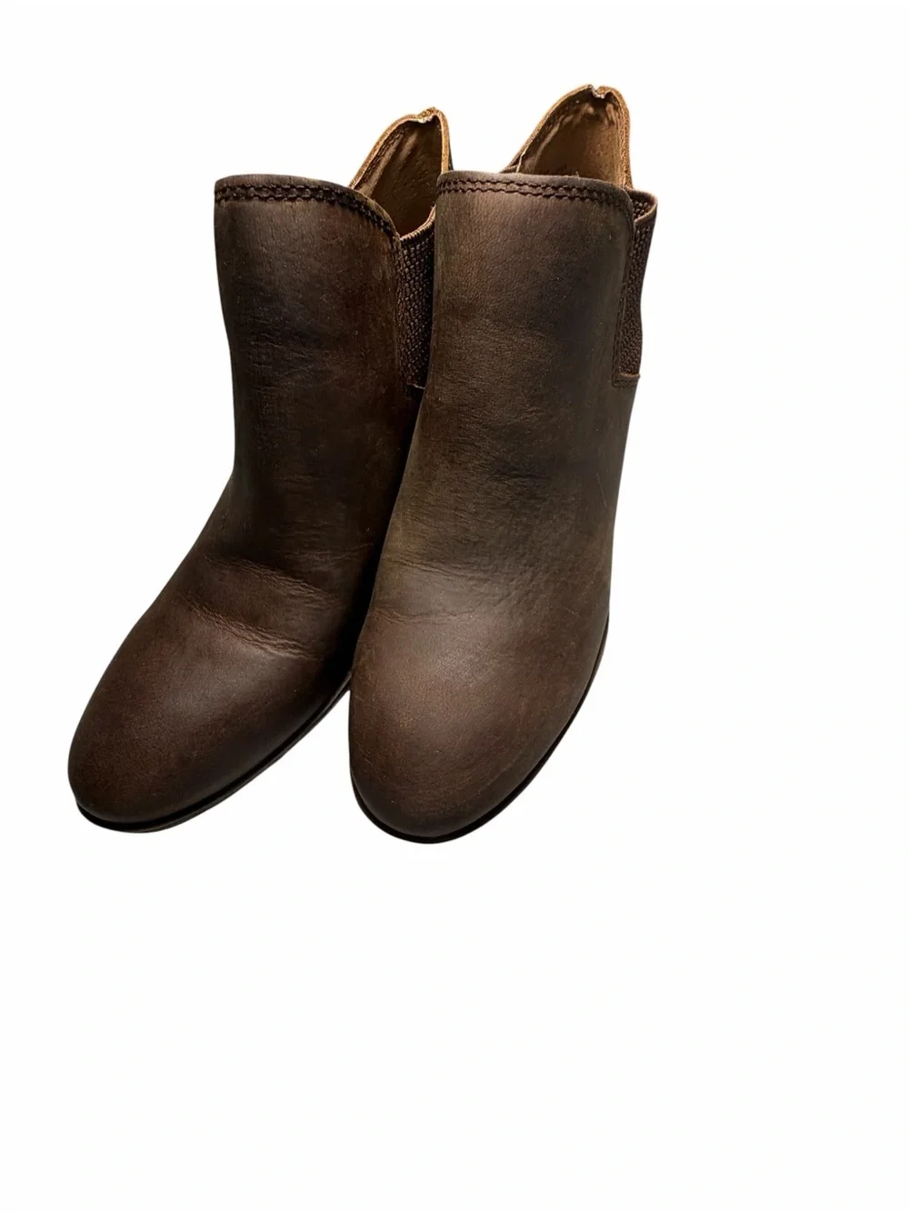 B.O.C Brown Leather Western Ankle Booties - Womens 8